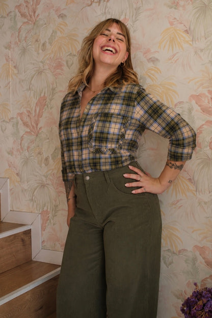 Camicia stampa quadri - VERDE