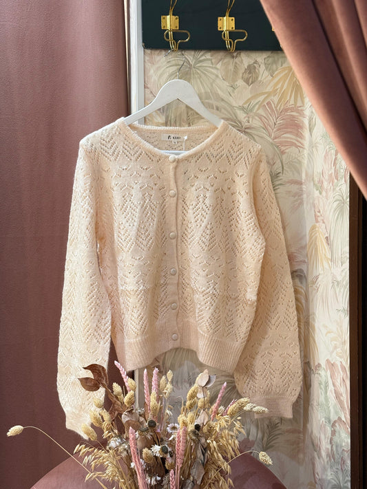 Cardigan girocollo lana - BEIGE