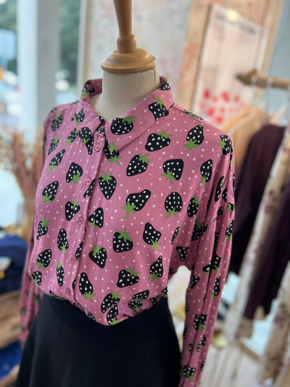 Camicia fantasia fragole e pois - ROSA