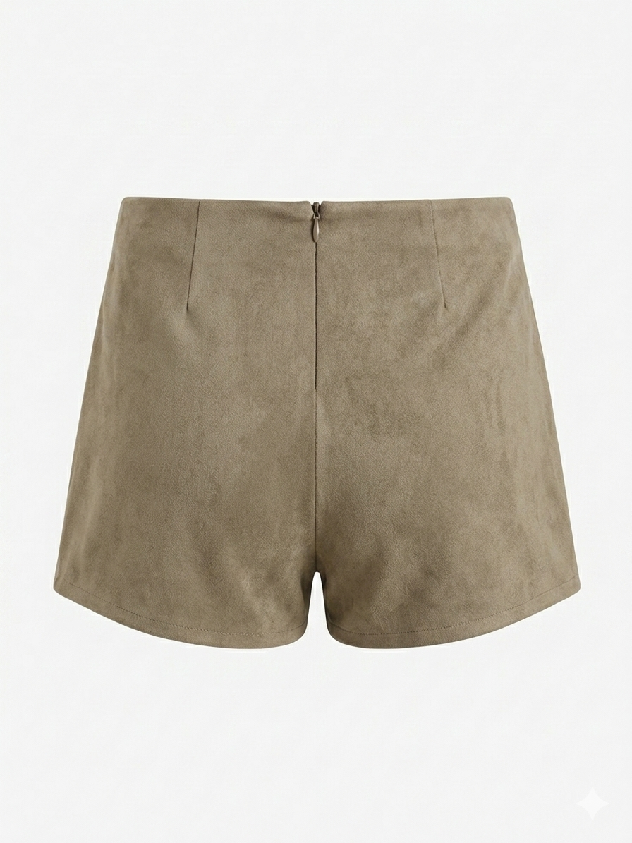 Shorts tinta unita velluto - BEIGE