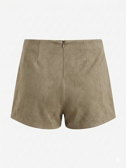 Shorts tinta unita velluto - BEIGE