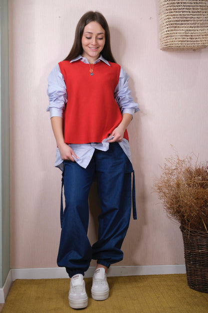 Pantaloni cargo LAKORE jeans - DENIM SCURO