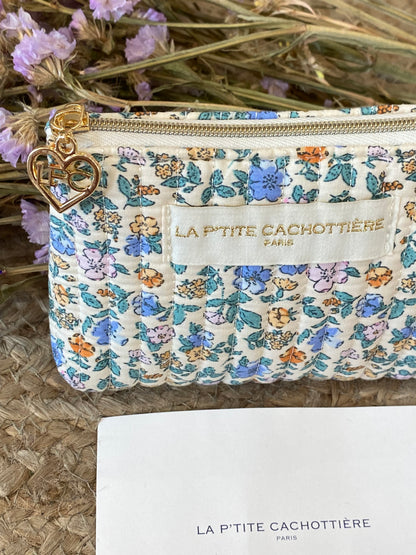 PORTAMONETE PETIT - FIORI AZZURRI SFONDO BEIGE