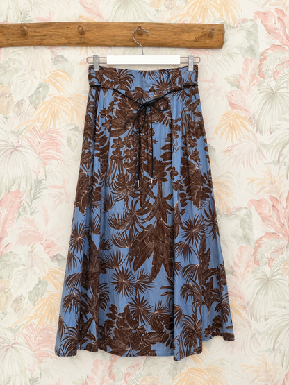 Gonna stampa floreale con pince - AZZURRO