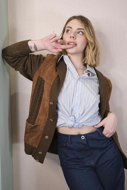 Bomber Vintage in Maglia - MARRONE