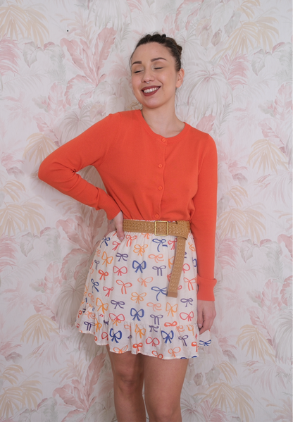 Cardigan 52C/10459 girocolo bottoni - ARANCIONE