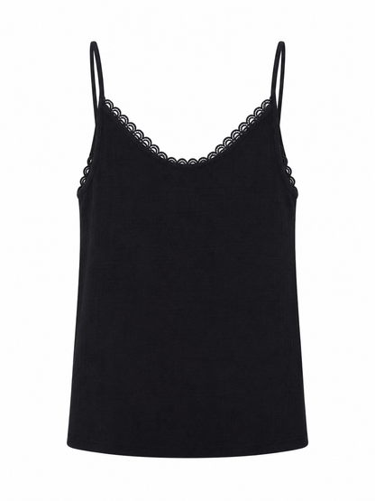 Top con bottoni tinta unita - NERO