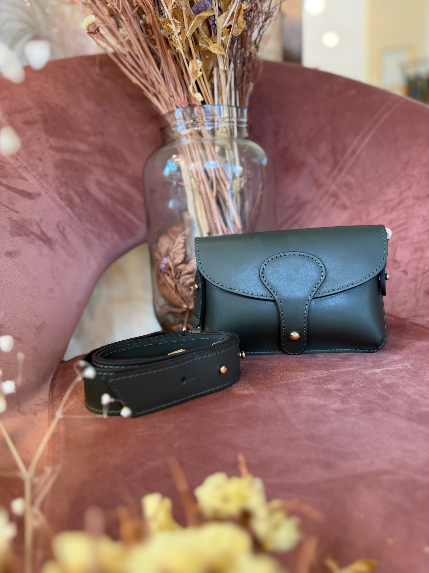 Borsa PHILOMENE a tracolla in pelle - VERDE