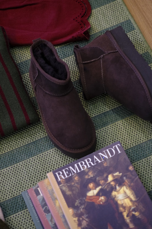 Scarponcini para alta camoscio esterno pelo intern - MARRONE