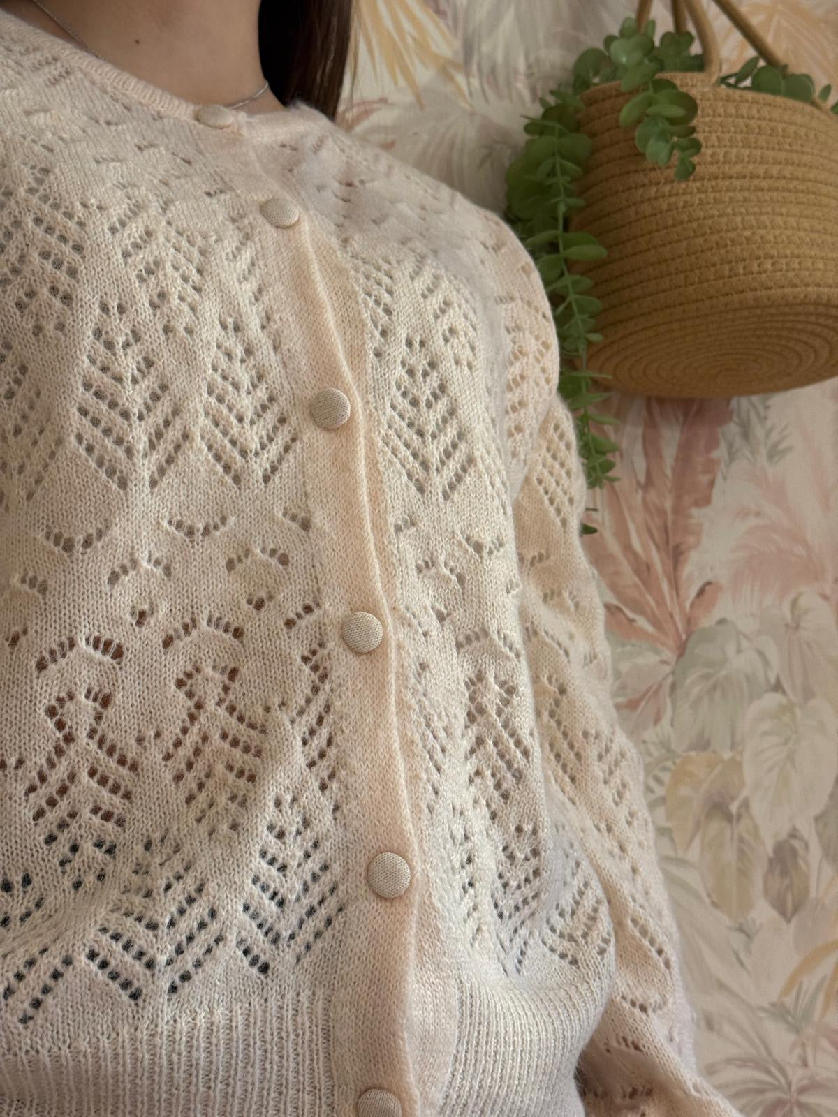 Cardigan girocollo lana - BEIGE