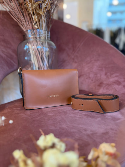 Borsa PHILOMENE a tracolla in pelle - COGNAC
