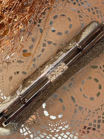 Pochette Vintage Clutch Perline - ARGENTO
