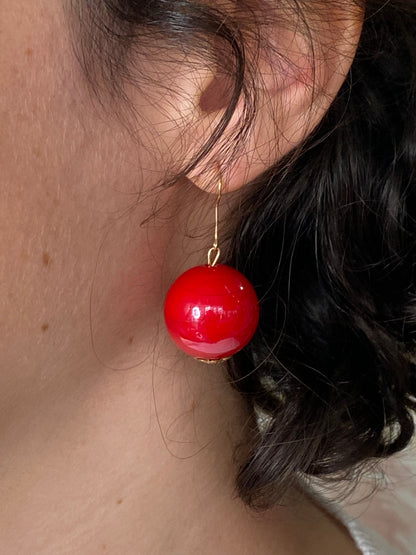 Earrings 0059A bead - RED