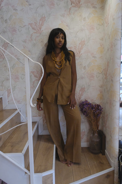 Pantalone con elastico - MARRONE