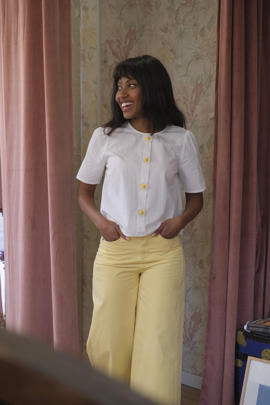 Pantaloni a palazzo tinta unita - GIALLO
