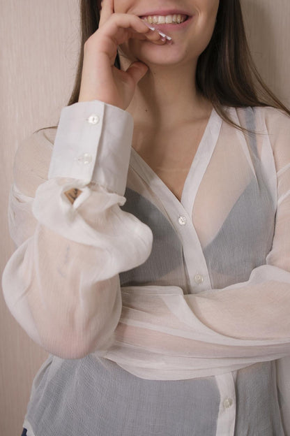 Blusa bottoni LAKORE - BIANCO