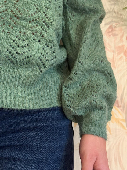 Cardigan girocollo lana - VERDE