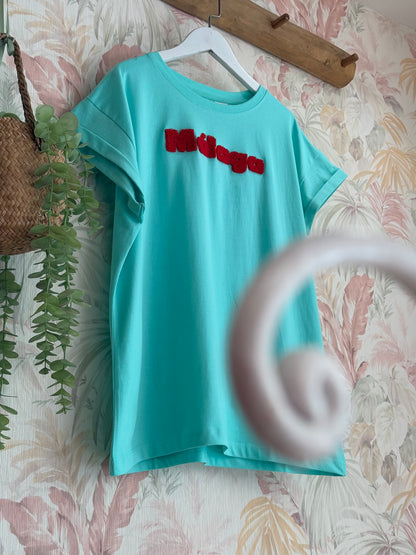 T-shirt con scritta Malaga - VERDE ACQUA