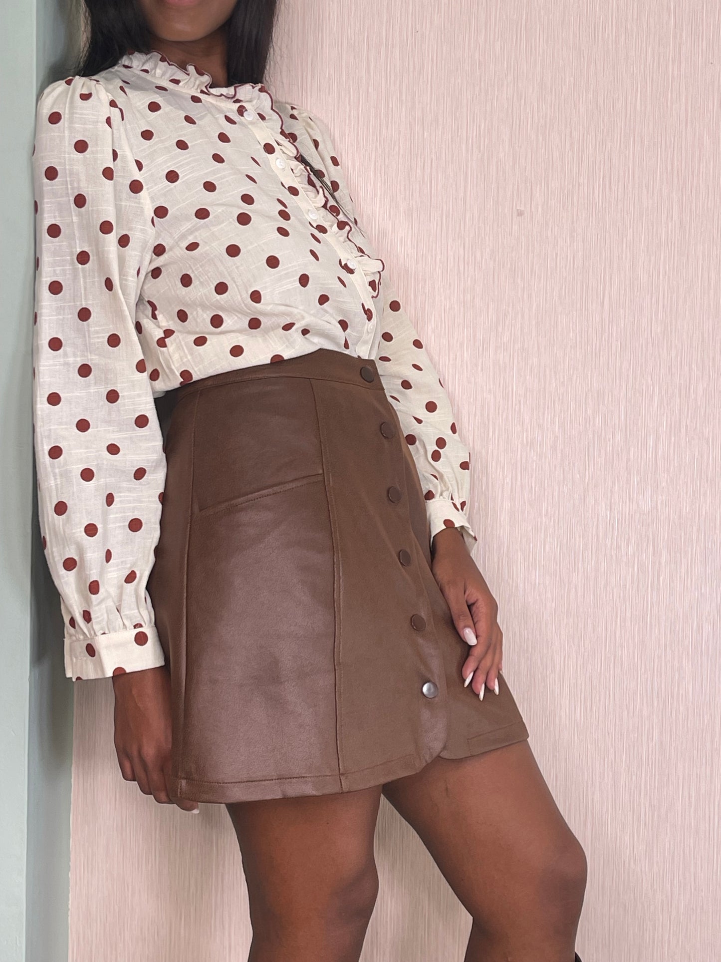 Skirt T2045 Buttons - BROWN