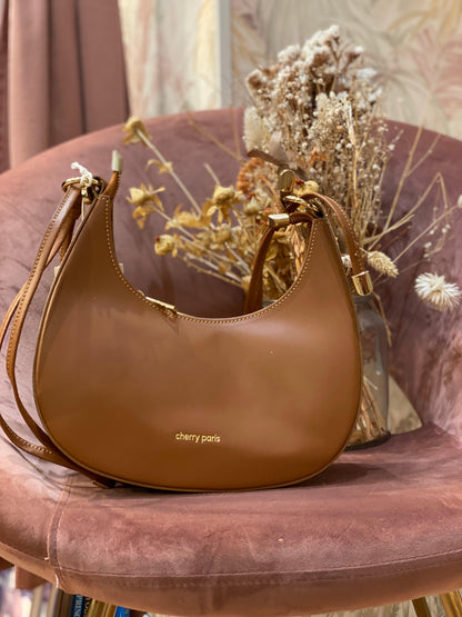 Borsa ALISSA a spalla in pelle liscia - CAMMELLO