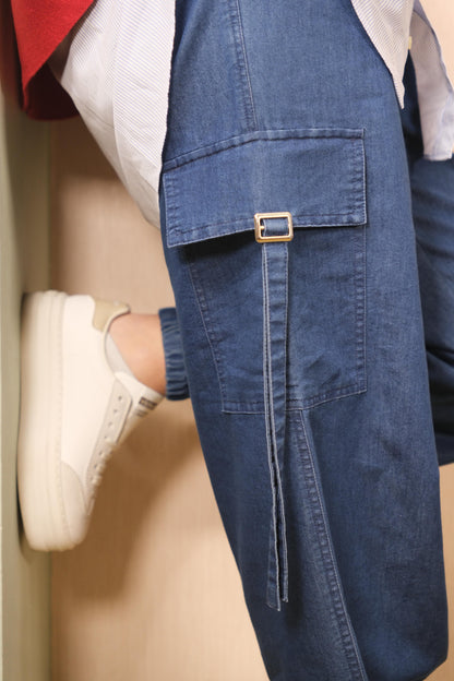 Pantaloni cargo LAKORE jeans - DENIM SCURO