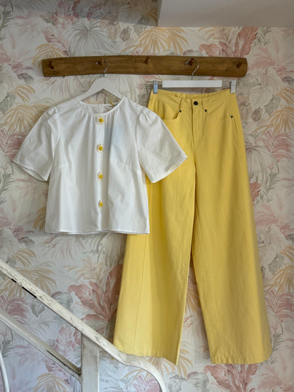 Pantaloni a palazzo tinta unita - GIALLO