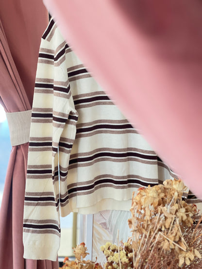 Maglia a righe bicolore - BEIGE/TAUPE