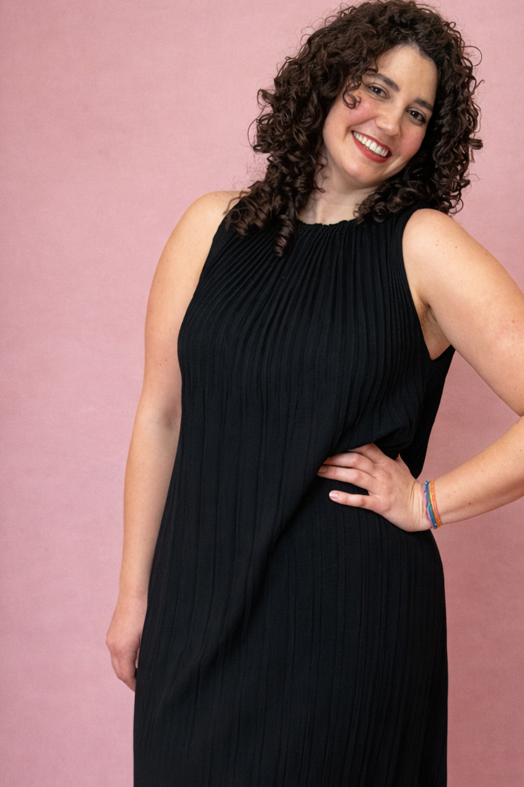 Long dress plisse - NERO