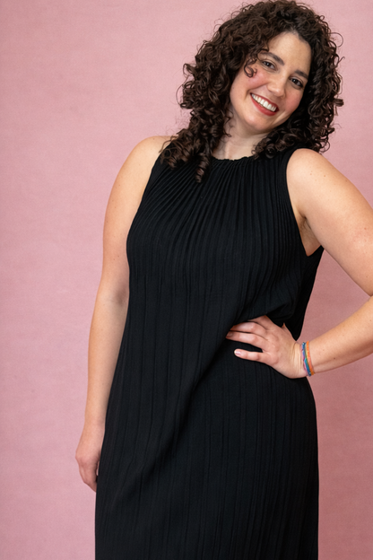 Long dress plisse - NERO