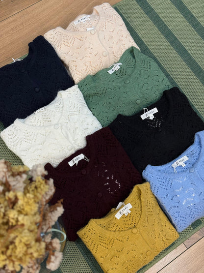 Cardigan girocollo lana - BORDEAUX