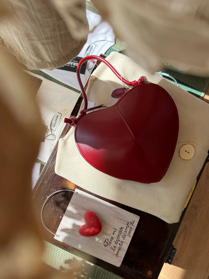Borsetta forma di cuore in vera pelle - BORDEAUX