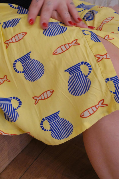 Short dress fantasia pesci - GIALLO