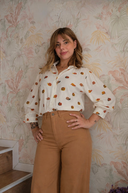 Camicia stampa lumache - ECRU