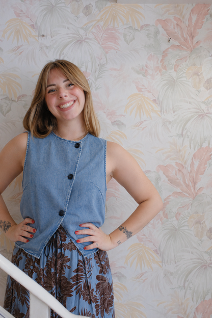 Gonna stampa floreale con pince - AZZURRO