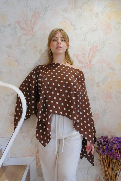 Blusa due pezzi a pois - MARRONE