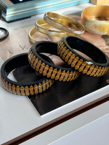 DELHI BRACELET Gold Inserts - BLACK