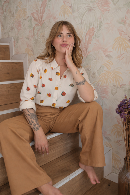 Camicia stampa lumache - ECRU