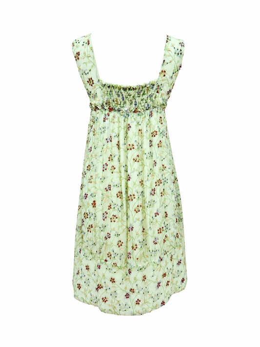 Abito floreale con perline - VERDE CHIARO