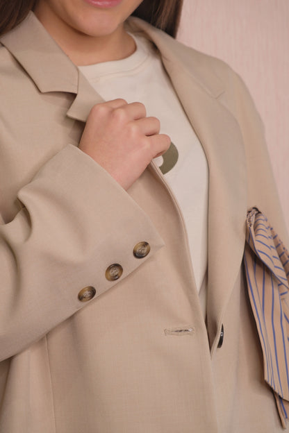 Giacca Lok 07760 Spilla Fiocco - BEIGE