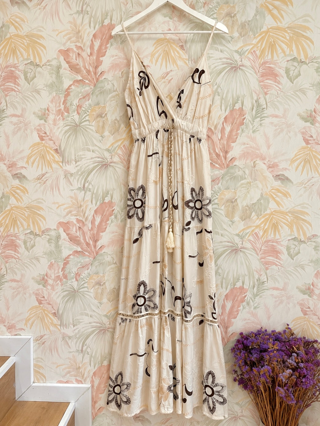 Abito coulisse floreale - MARRONE
