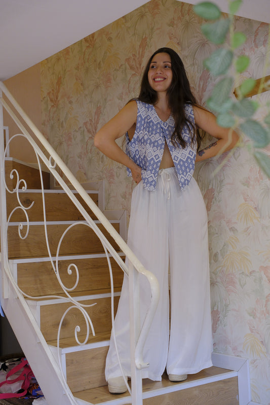 Pantalone Palazzo Elastico e Coulisse - PANNA