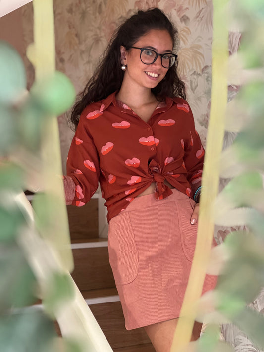 Camicia fantasia labbra - RUGGINE