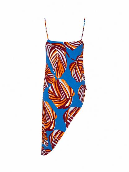 Blusa mini dress fantasia foglie - MULTICOLORE