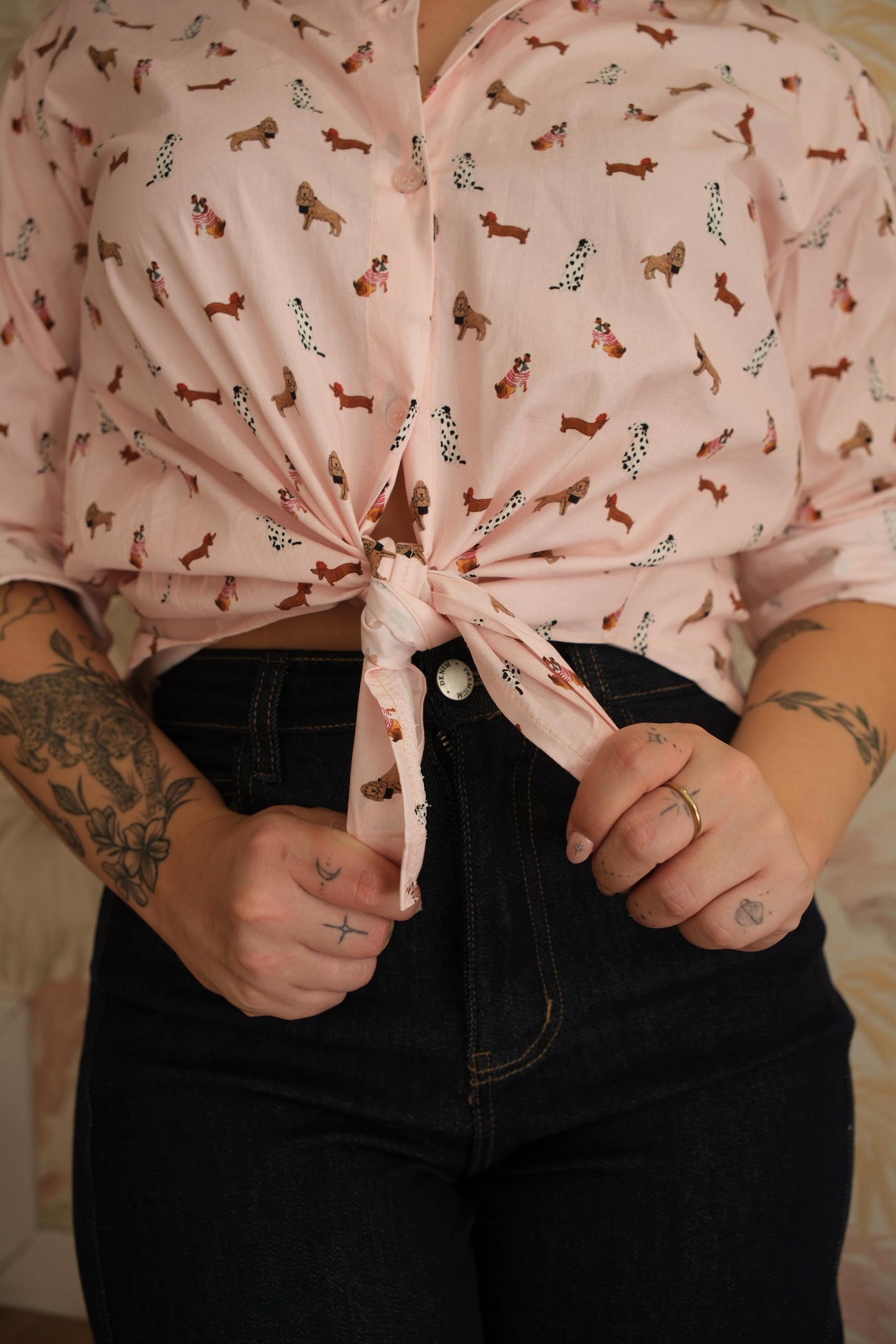 Camicia fantasia cani - ROSA