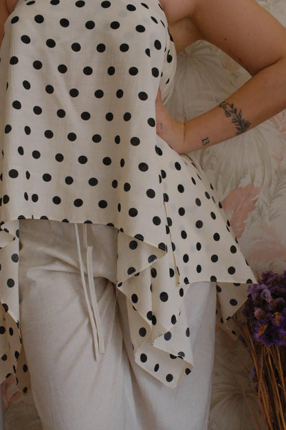 Blusa due pezzi a pois - BIANCO