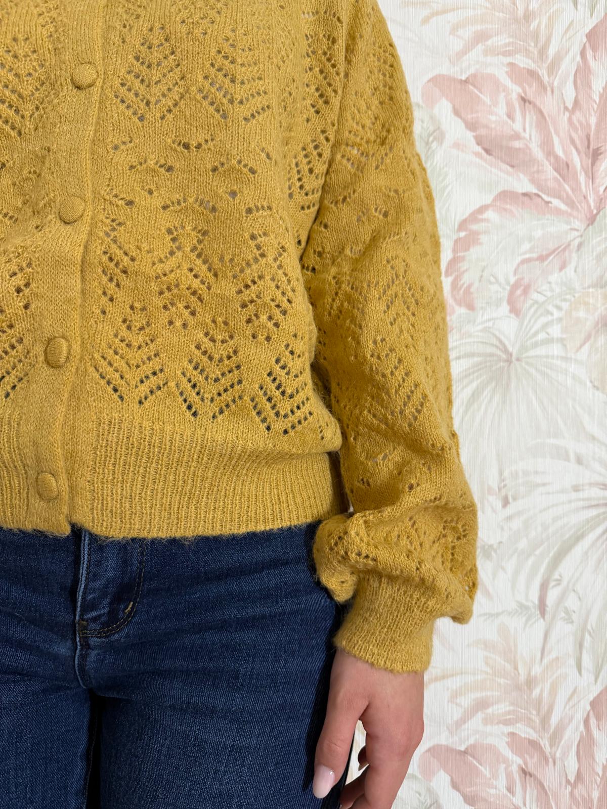 Cardigan girocollo lana - SENAPE