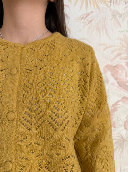 Cardigan girocollo lana - SENAPE