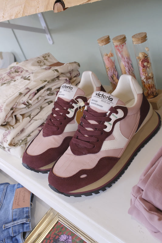 Sneakers tessuto e suede - BORDEAUX