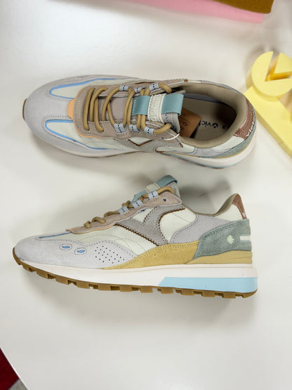 Sneakers tela e camoscio - BEIGE