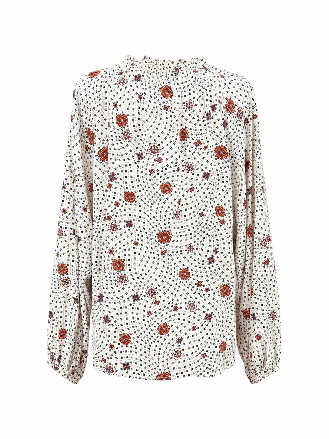 Blusa fantasia fiori geometrici - PANNA
